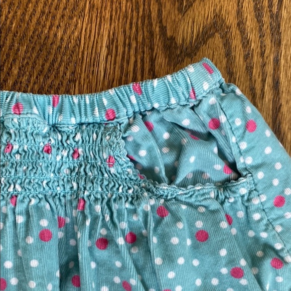 Turquoise with pink/white polka dots, Mini Boden lightweight corduroy skirt, 5-6 - Picture 11 of 12
